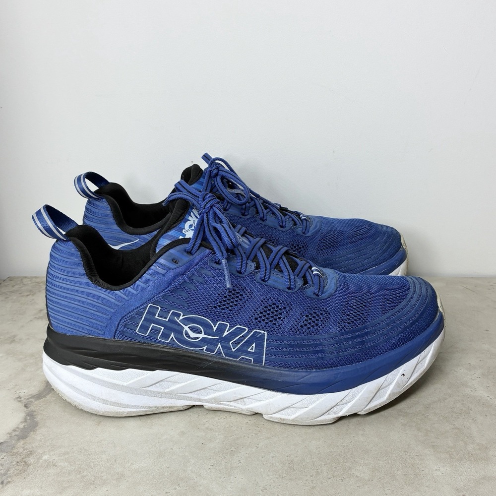 Hoka Bondi 6 Sneakers Men Size 8.5 Shoes Blue White Mesh Shoes Running Trail